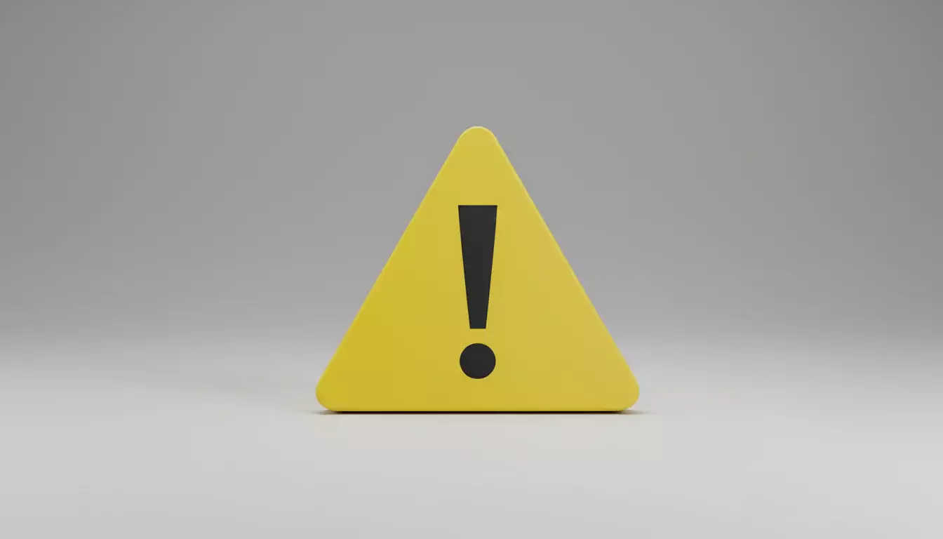 Sinal de alerta triangular amarelo sobre fundo neutro