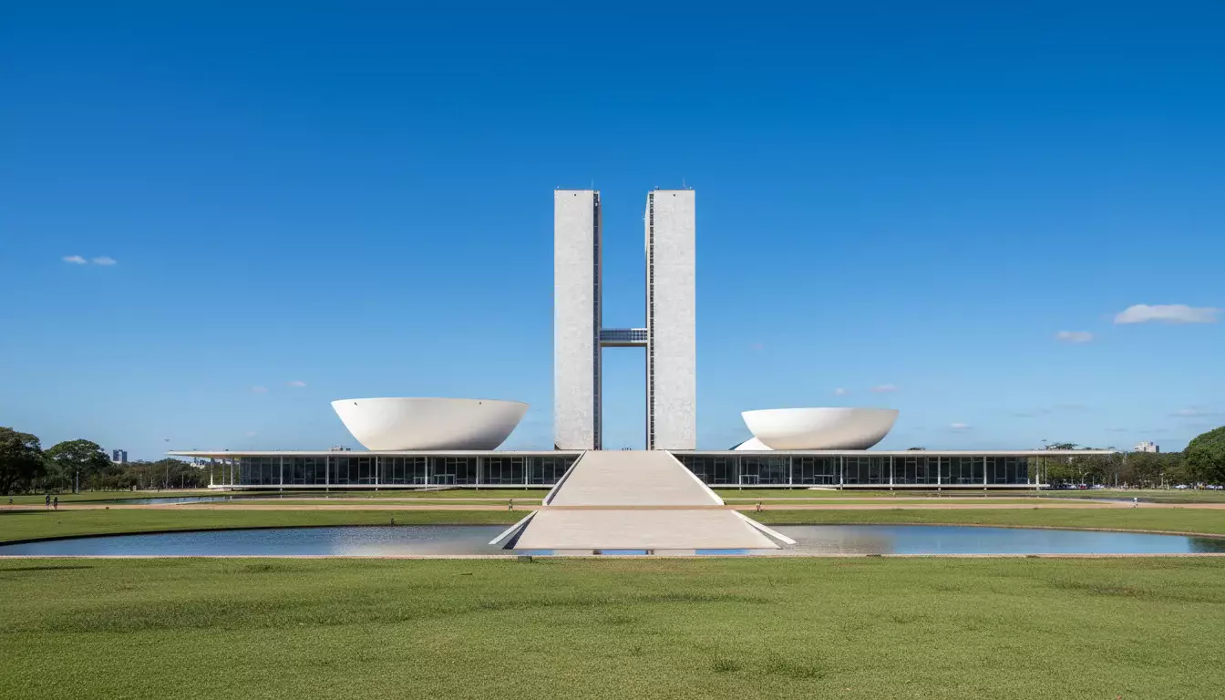 Vista do Congresso Nacional em Brasília representando legislação brasileira