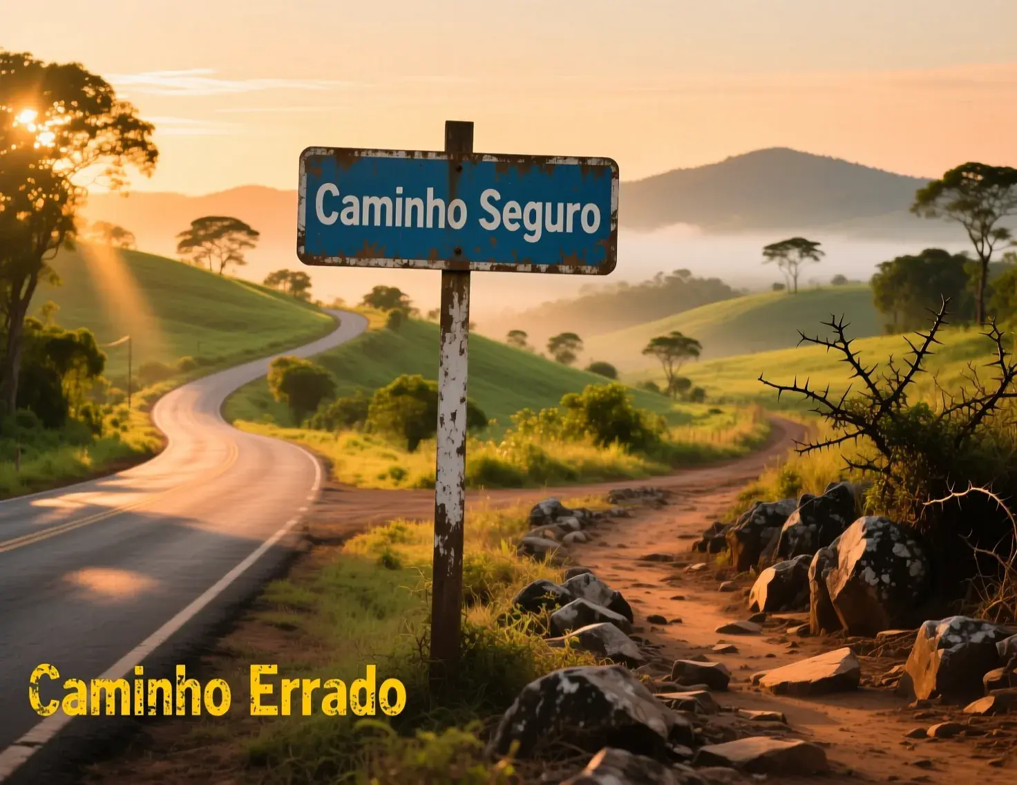 Bifurcação na estrada simbolizando escolhas certas e erros a evitar na gestão de banca