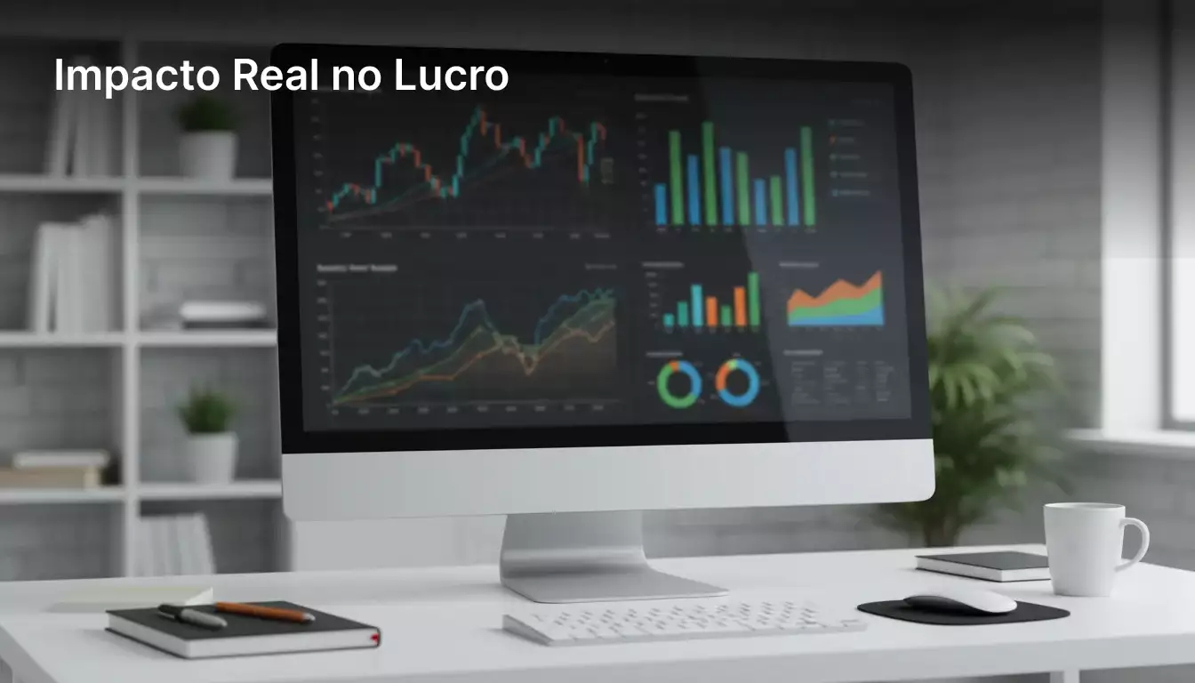 Gráficos e dados de análise financeira em tela