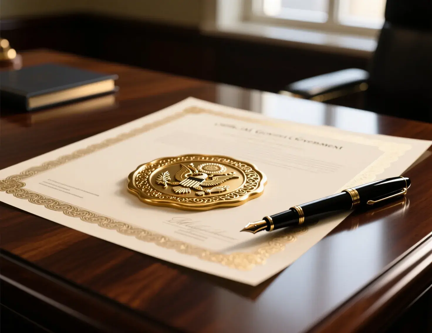 Certificado oficial de licença para operadora de apostas com selo dourado