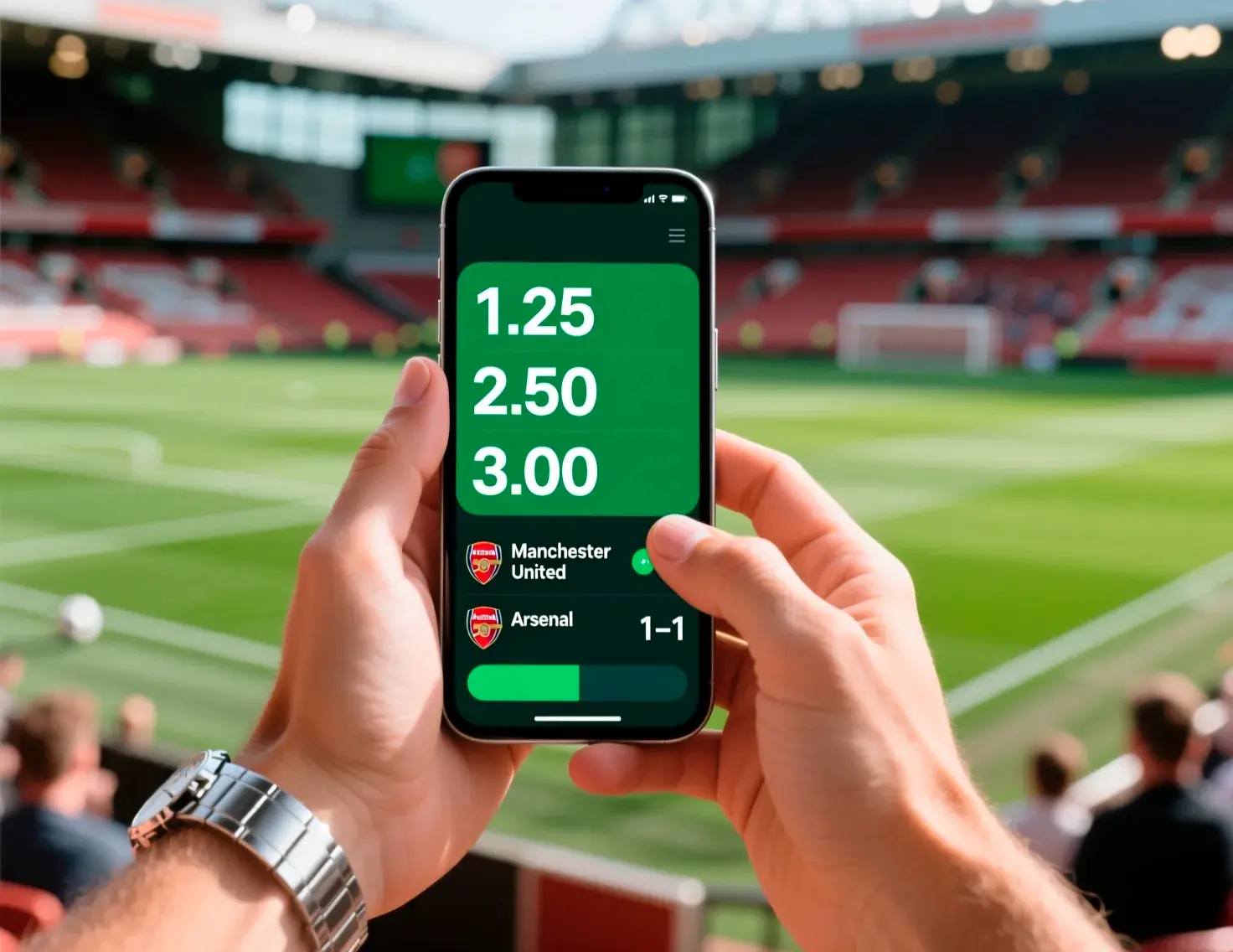 Smartphone exibindo odds decimais em aplicativo de apostas esportivas