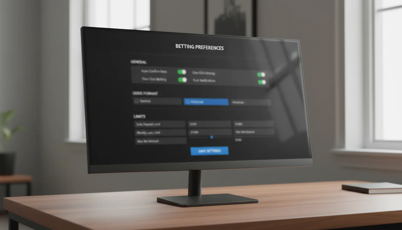 Tela de configurações com diferentes opções disponíveis