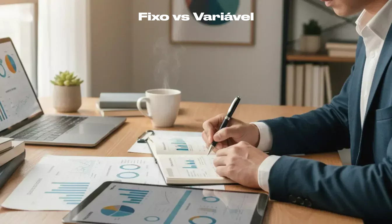 Pessoa planejando gestão financeira com anotações e organização