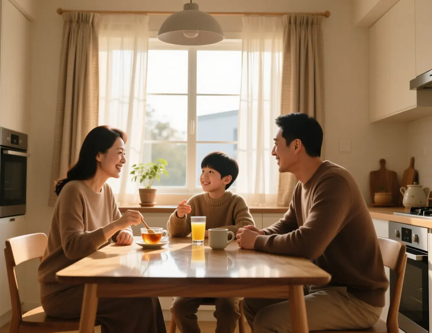 Família conversando abertamente sobre proteção de menores e riscos do jogo
