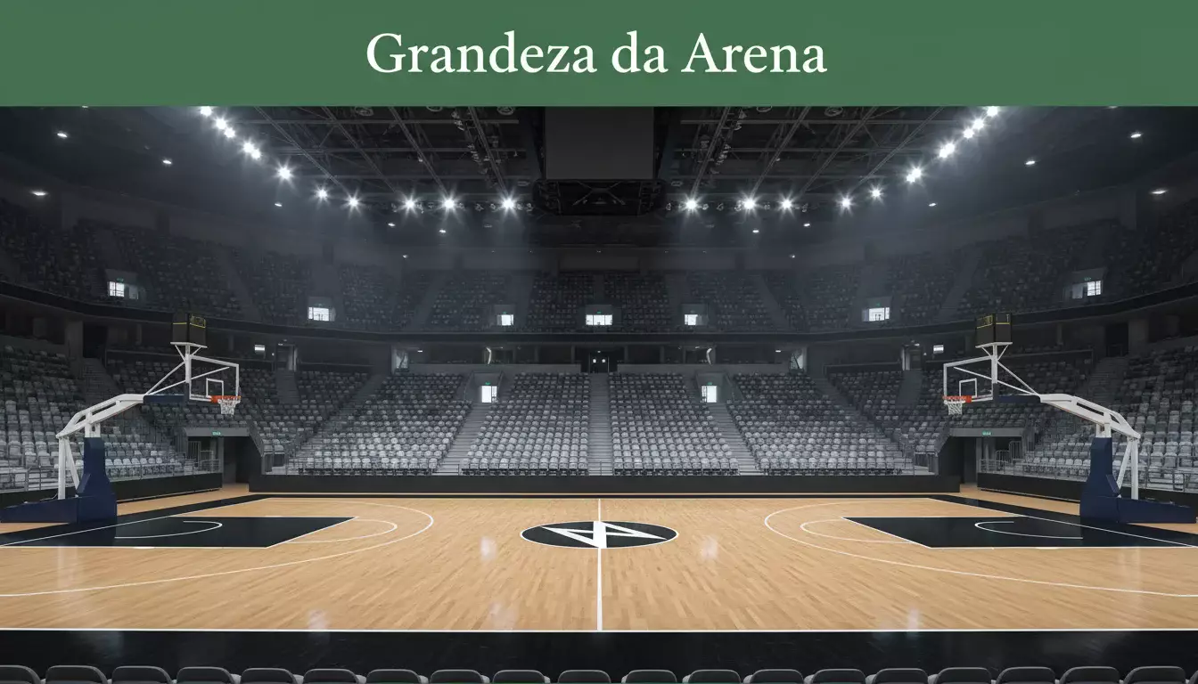 Quadra de basquete profissional iluminada em arena da NBA