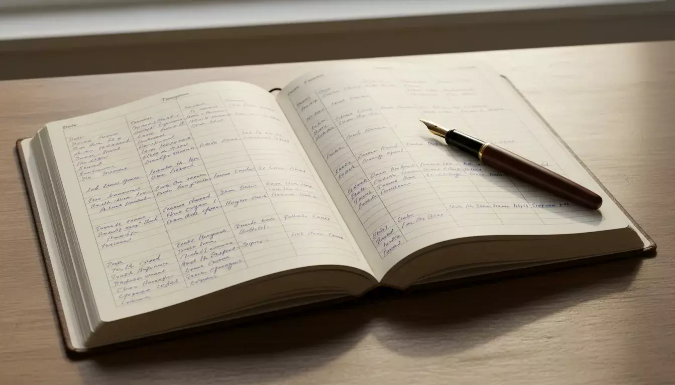 Caderno aberto com registros de apostas e anotações organizadas
