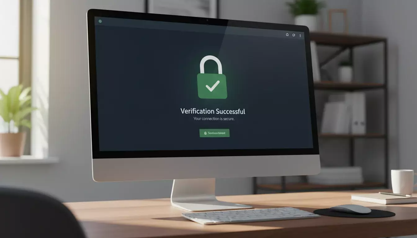 Tela de computador mostrando verificação de segurança online